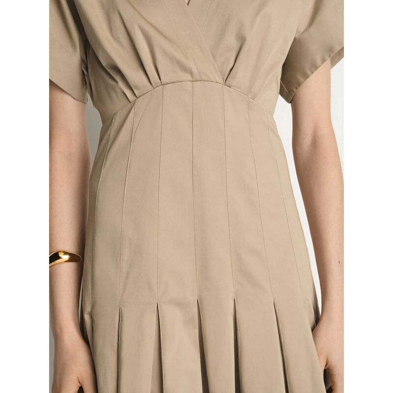 Veronika Maine Stretch Cotton Pleat Midi Dress image number 2
